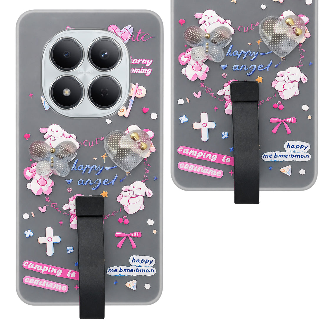 For Xiaomi Redmi Note 15 Pro 5G Back Cover Case (3D Cute Heart Strap Holder | Camera Protection | Designer Girls Print)