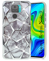 For Compatible With Xiaomi Mi Redmi Note 9 Back Cover Case ( Dual Design Glitter Sparkle and Detachable Diamond Print Case | Soft and Flexible)