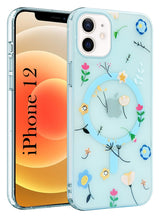 For Apple iPhone 12 Back Cover Case (Cute Floral Design | Flower Print for Girls | MagSafe Compatible Wireless Charging)