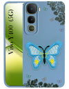 For Vivo Y400 Back Cover Case (Soft Butterfly Embroidery | Women Teen Girls | Camera Protection| Matte Silicone)