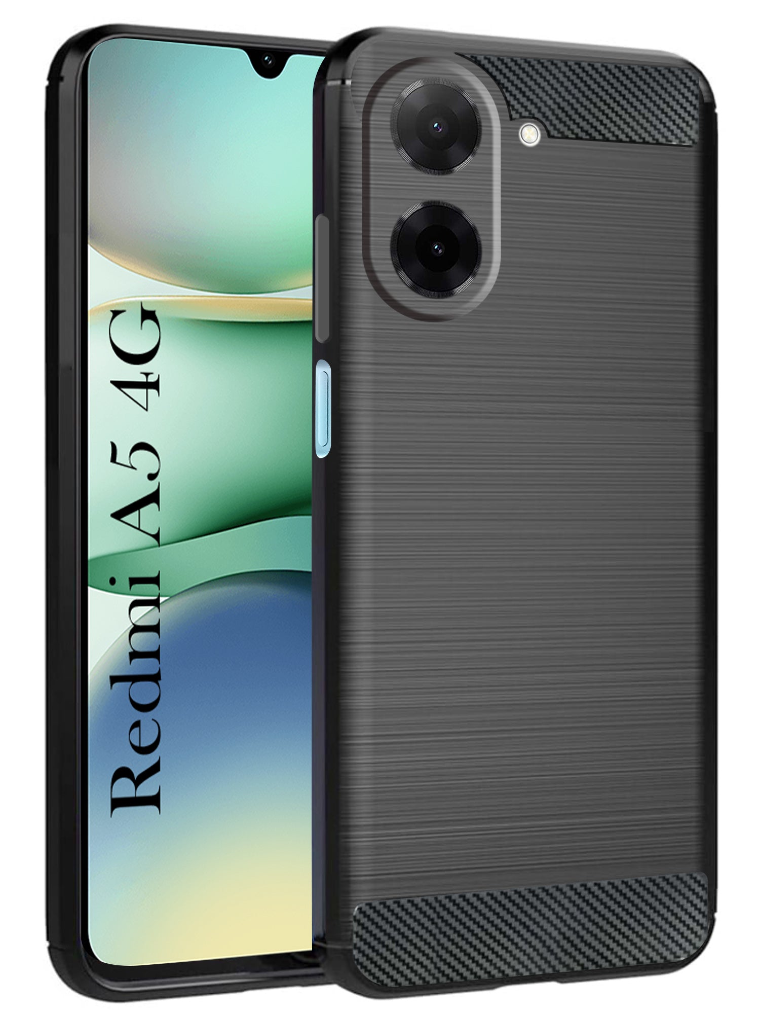 For Redmi A5 4G Back Cover Case (Hybrid Armor Case | Carbon Fiber Shockproof | Soft and Flexible | Black )