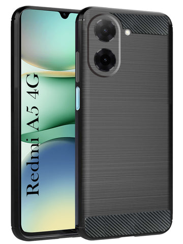 For Redmi A5 4G Back Cover Case (Hybrid Armor Case | Carbon Fiber Shockproof | Soft and Flexible | Black )