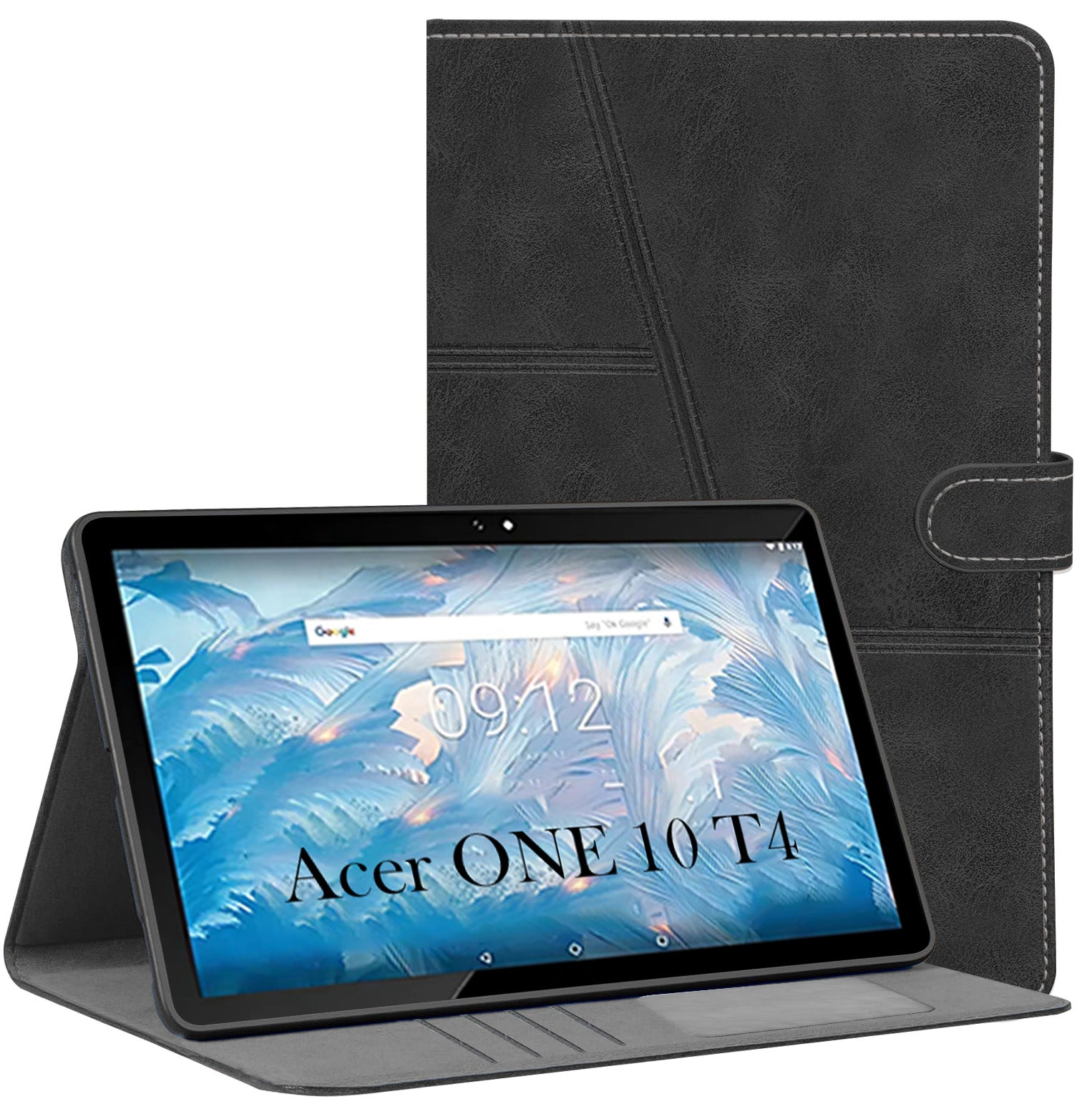 For Acer One 10 T4 Flip Cover Folio Case(PU Leather | Multi-Angle Smart Stand | Card Storage Slots | Silicone Back Pouch)