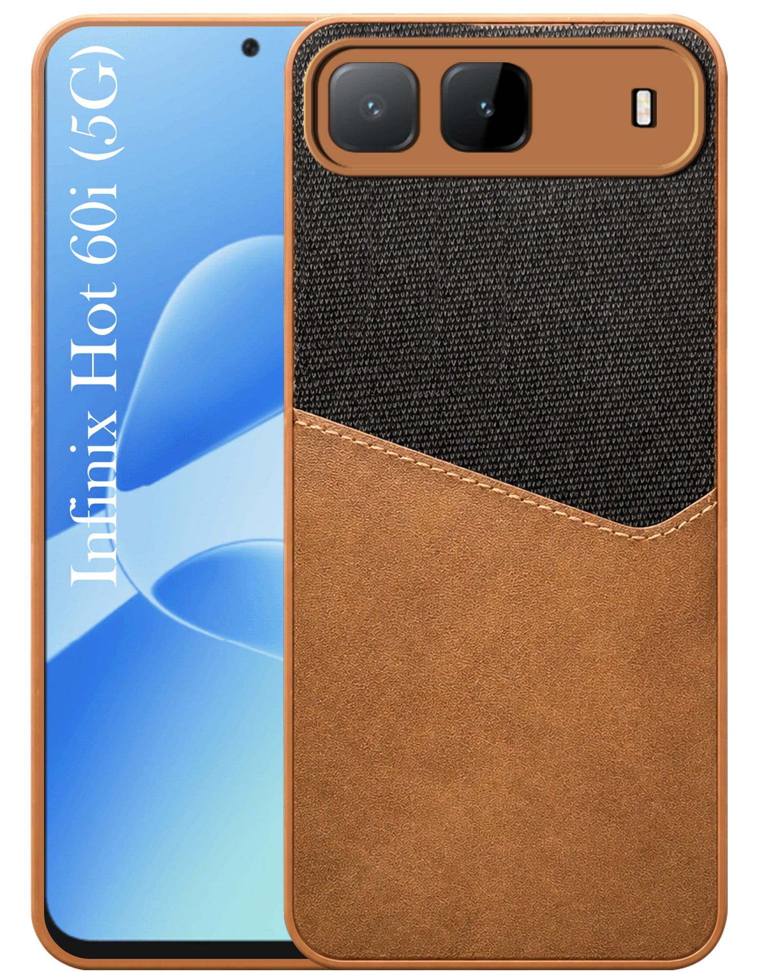 For Infinix Hot 60i 5G Back Cover Case (Dual PU Leather Stitch | Professional Minimalist | Soft and Flexible)