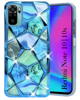 For Xiaomi Mi Redmi Note 10 | Note 10S Back Cover Case (Dual Design Glitter Sparkle and Detachable Diamond Print Case | Soft and Flexible)