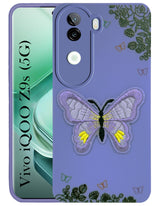 For Vivo iQOO Z9s Back Cover Case (Soft Butterfly Embroidery | Women Teen Girls | Camera Protection| Matte Silicone)