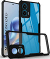 For Motorola Moto G96 Back Cover Case ( Shockproof with Polycarbonate Clear Panel | Professional Black)
