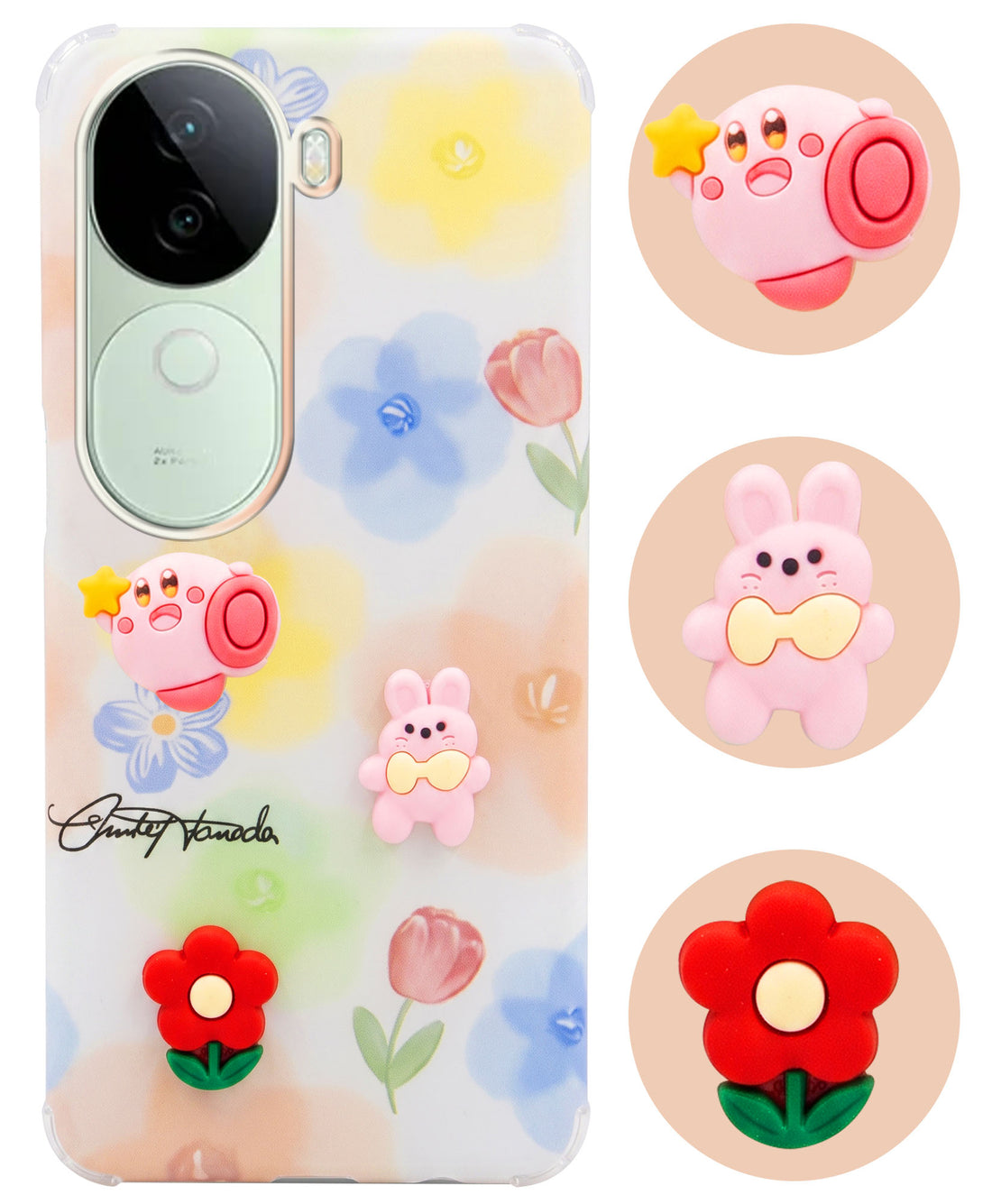 For Vivo V40e Back Cover Case (3D Cute Cartoons | Hard Back Side Soft | Matte Premium Finish | HD Printing)