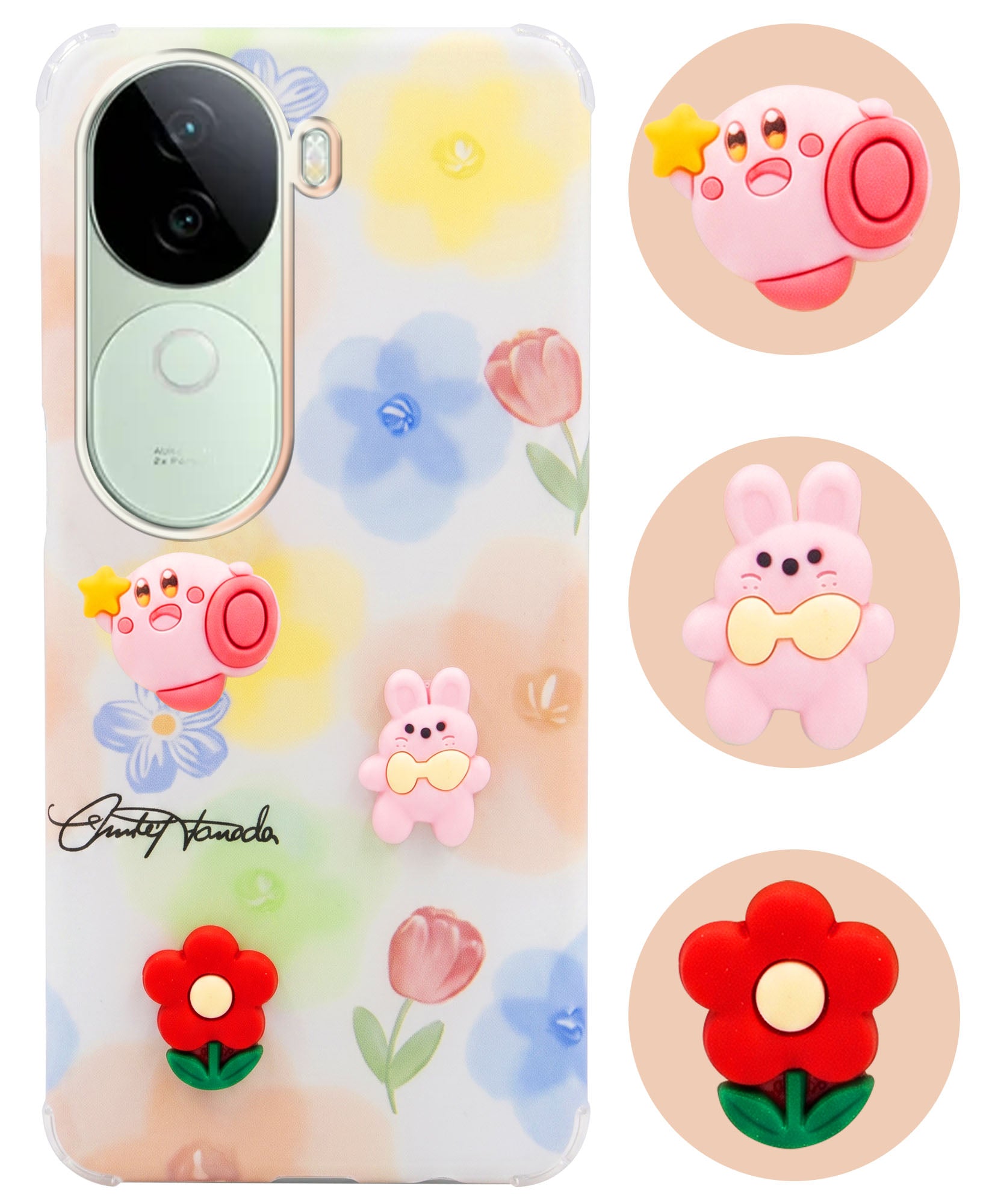 For Vivo V40e Back Cover Case (3D Cute Cartoons | Hard Back Side Soft | Matte Premium Finish | HD Printing)