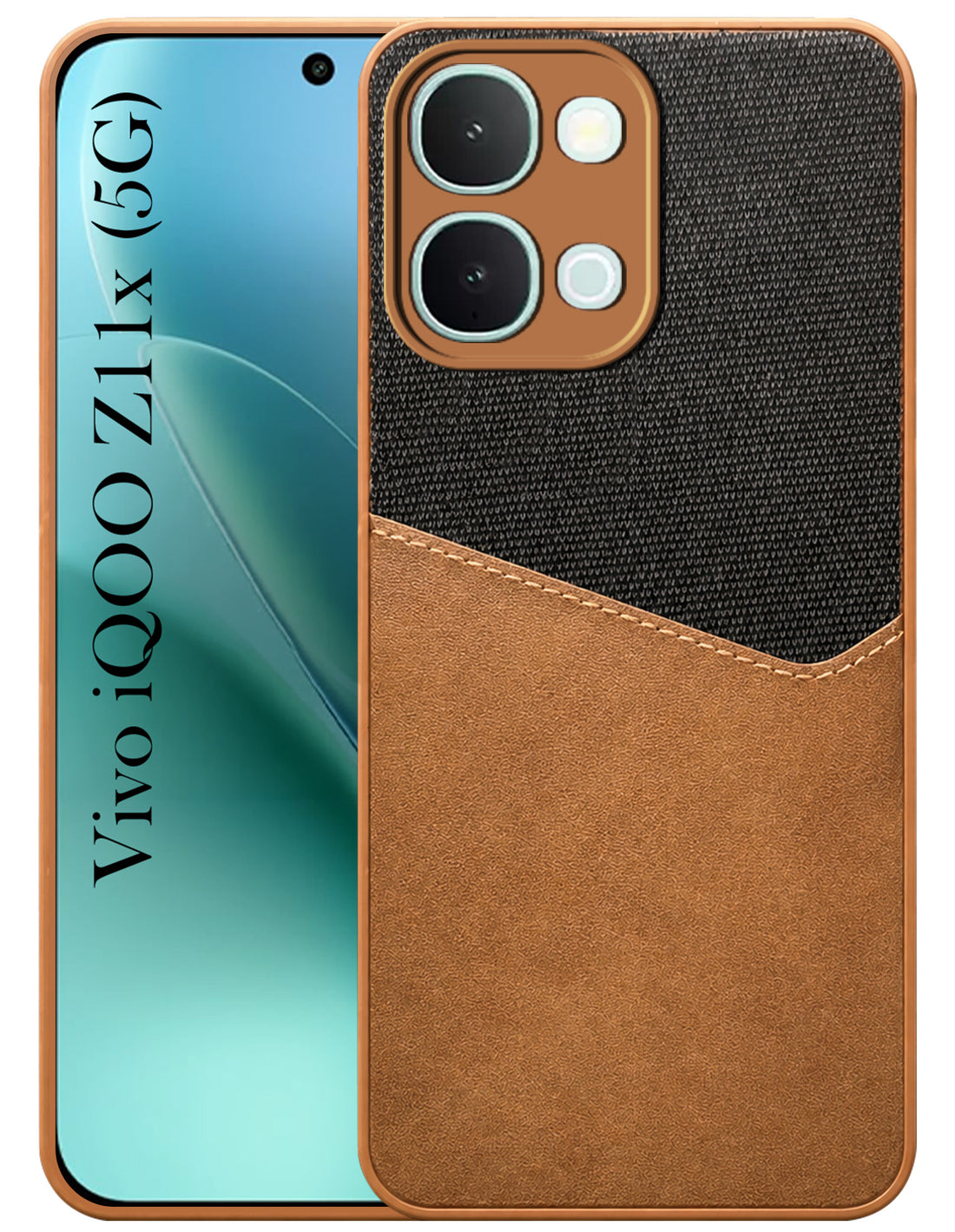 For Vivo iQOO Z11x Back Cover Case (Dual PU Leather Stitch | Professional Minimalist | Soft and Flexible)