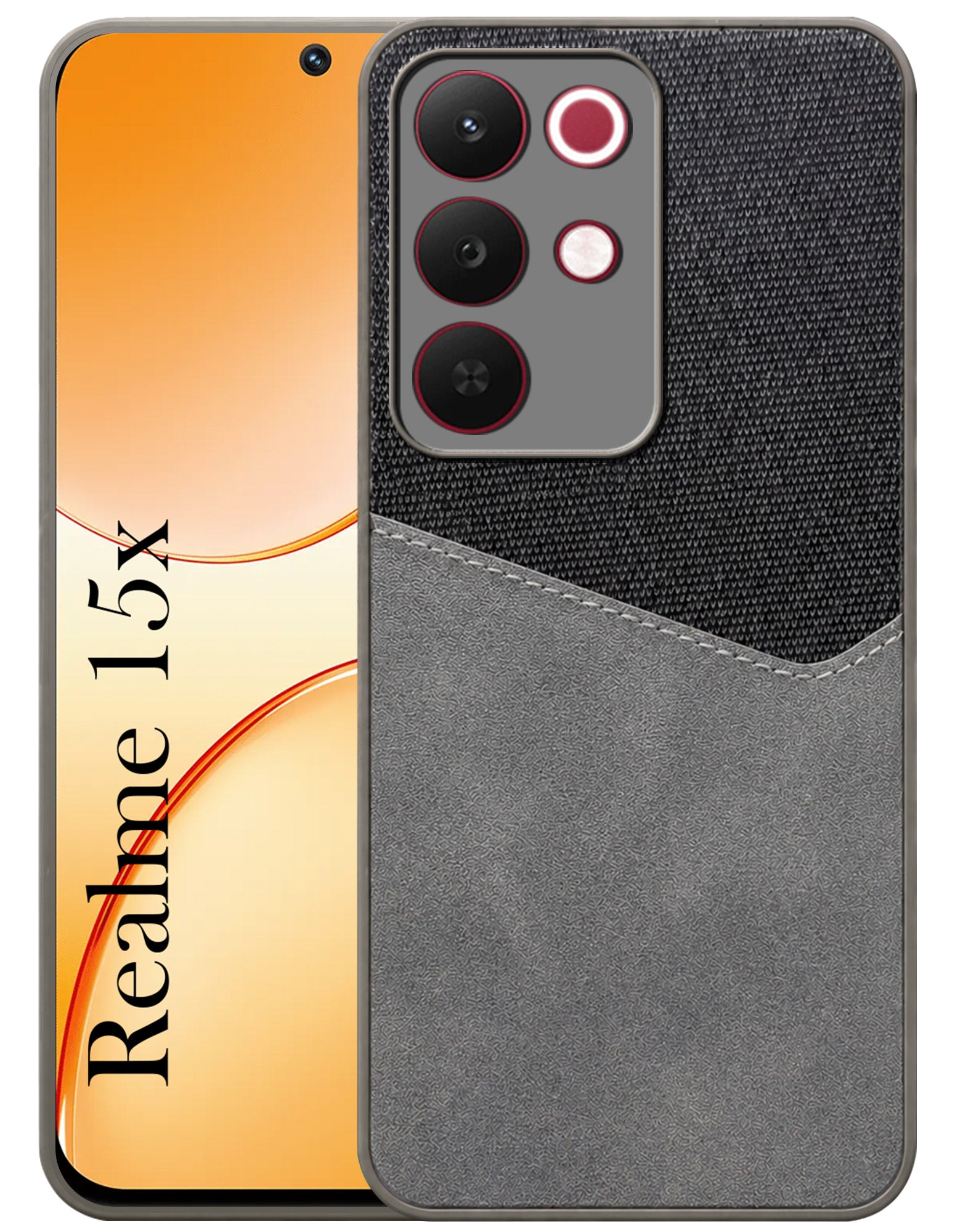 For Realme 15X Back Cover Case (Dual PU Leather Stitch | Professional Minimalist | Soft and Flexible)