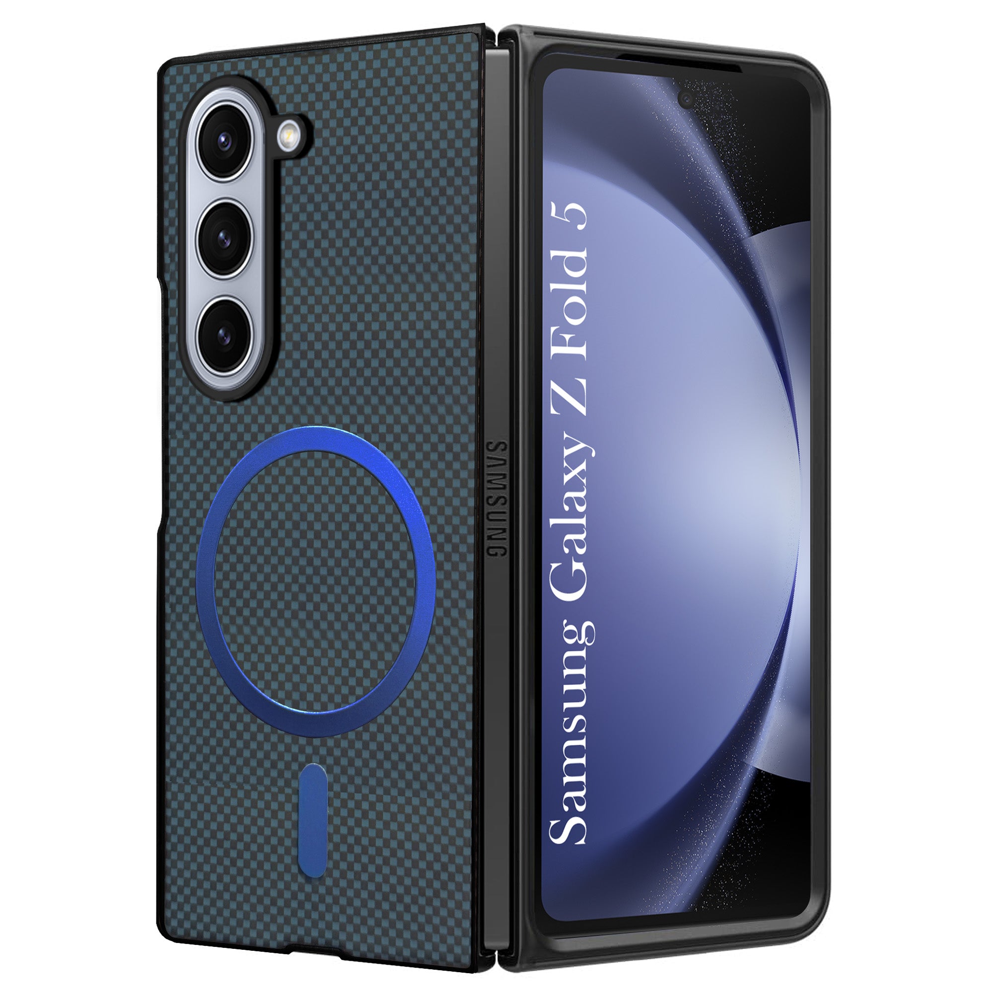 For Samsung Galaxy Z Fold 5 5G Back Case Cover (MagSafe Wireless Charging Compatible | Hexa Leather Finish | Inside Microfiber Cloth)