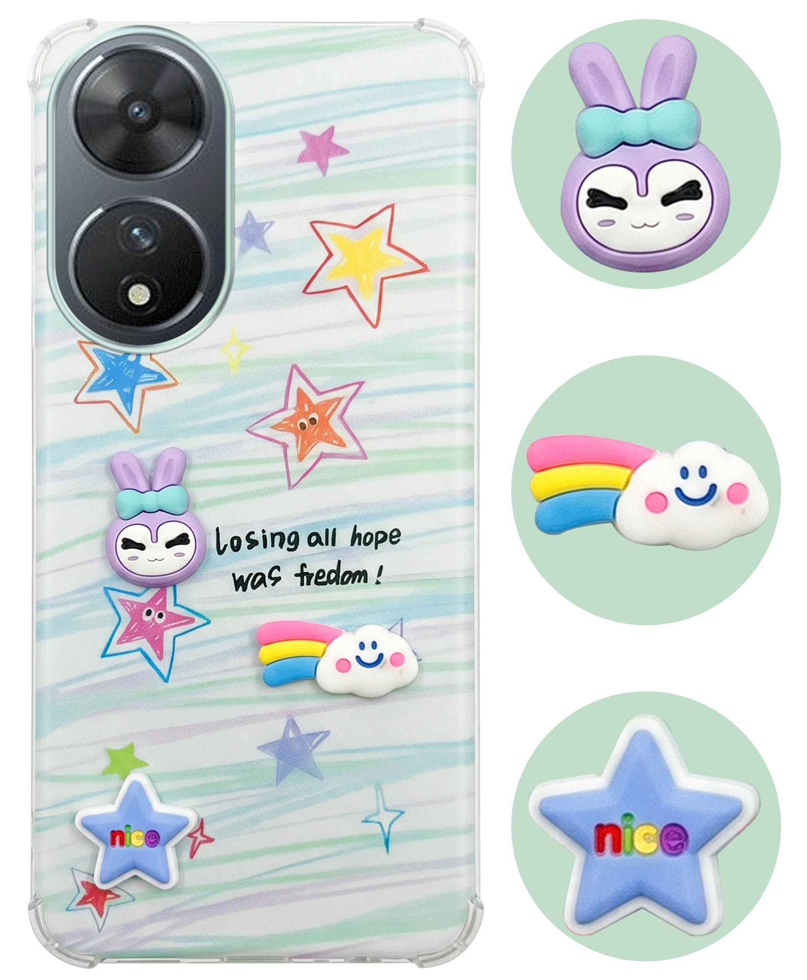 For Vivo T2 Back Cover Case (3D Cute Cartoons | Hard Back Side Soft | Matte Premium Finish | HD Printing)