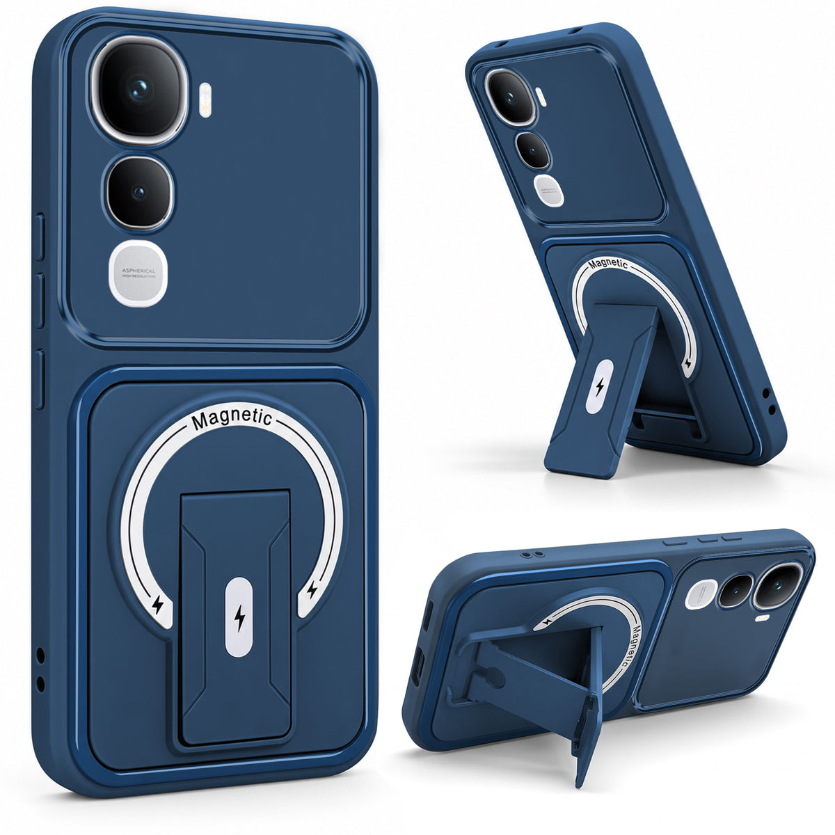 For Vivo Y400 Back Case Cover Metallic (Hybrid Armor Kickstand | MagSafe Compatible | Camera Protection Shockproof)