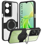 For Vivo T3 Lite 5G | Vivo Y28s 5G Back Cover Case with stand (Built-in Ring Holder Kickstand | Lifetime Anti Yellow | Camera Protection)