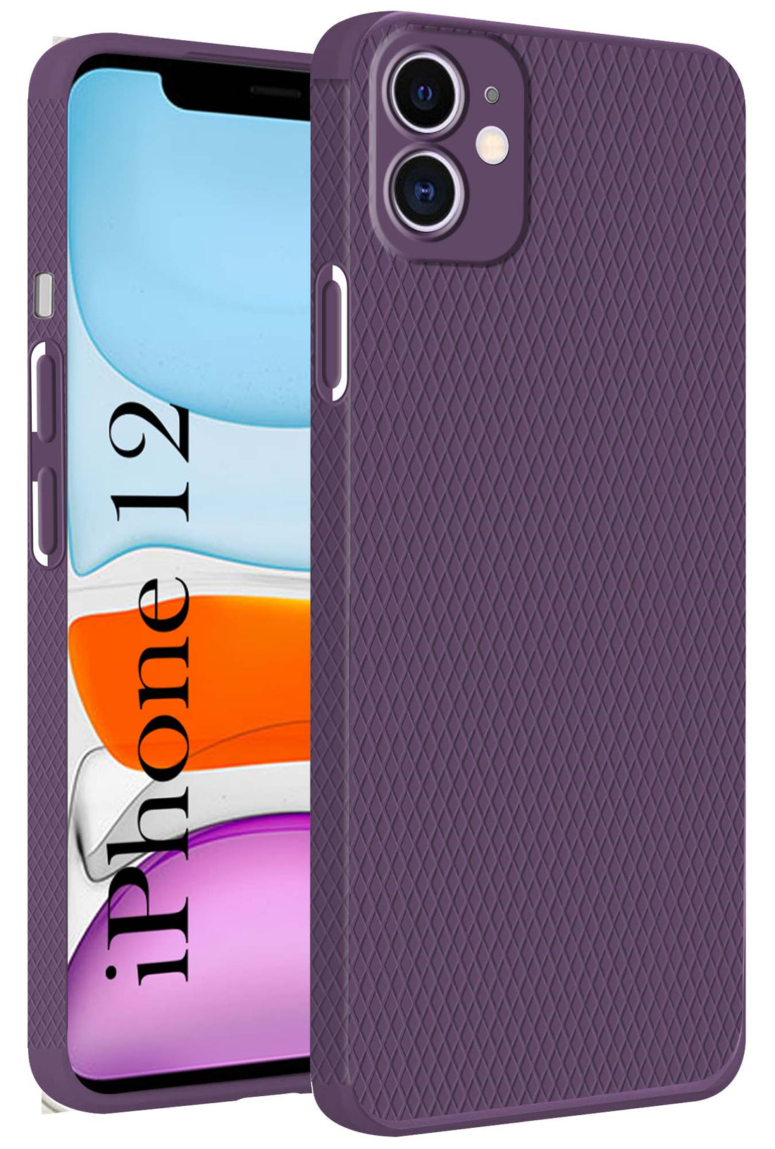 For Apple iPhone 12 Back Cover Case (Liquid Silicone | Side Grip | Camera Protection)