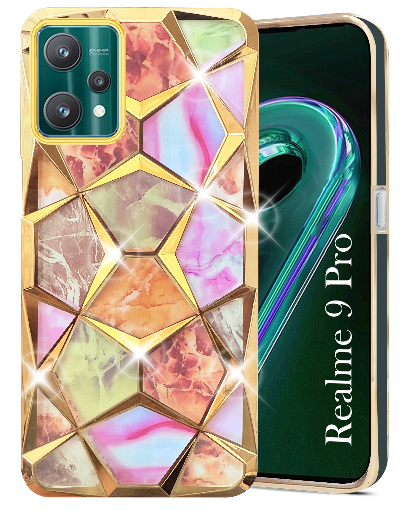For Realme 9 Pro Back Cover Case ( Dual Design Glitter Sparkle and Detachable Diamond Print Case | Soft and Flexible)