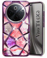 For Vivo T4 Back Cover Case ( Dual Design Glitter Sparkle and Detachable Diamond Print Case | Soft and Flexible)