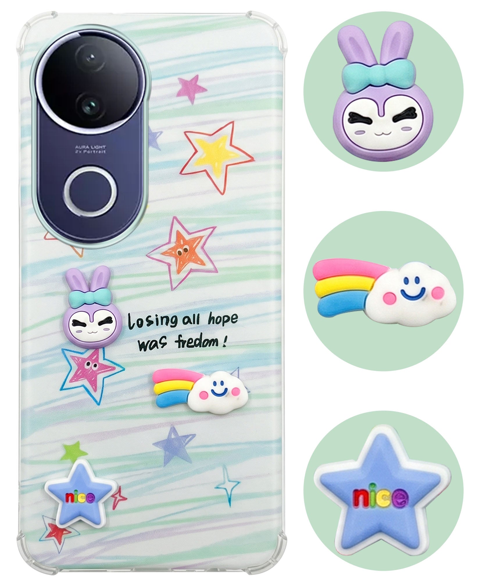 For Vivo T4R Back Cover Case (3D Cute Cartoons | Hard Back Side Soft | Matte Premium Finish | HD Printing)