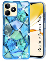 For Realme Narzo N53 Back Cover Case ( Dual Design Glitter Sparkle and Detachable Diamond Print Case | Soft and Flexible)