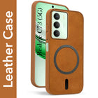 For Realme C73 Back Cover Case Leather Finish (MagSafe Compatible Wireless Charging | Soft Touch | Camera Bump Protection)