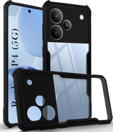 For Realme P4 Back Cover Case (Shockproof with Polycarbonate Clear Panel | Professional Black)