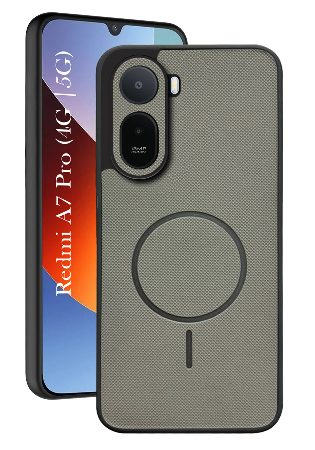 For Redmi A7 Pro 5G Back Cover Case PU Leather (Texture Grip Design | Professional Minimalist | Camera Protection | Soft and Flexible)