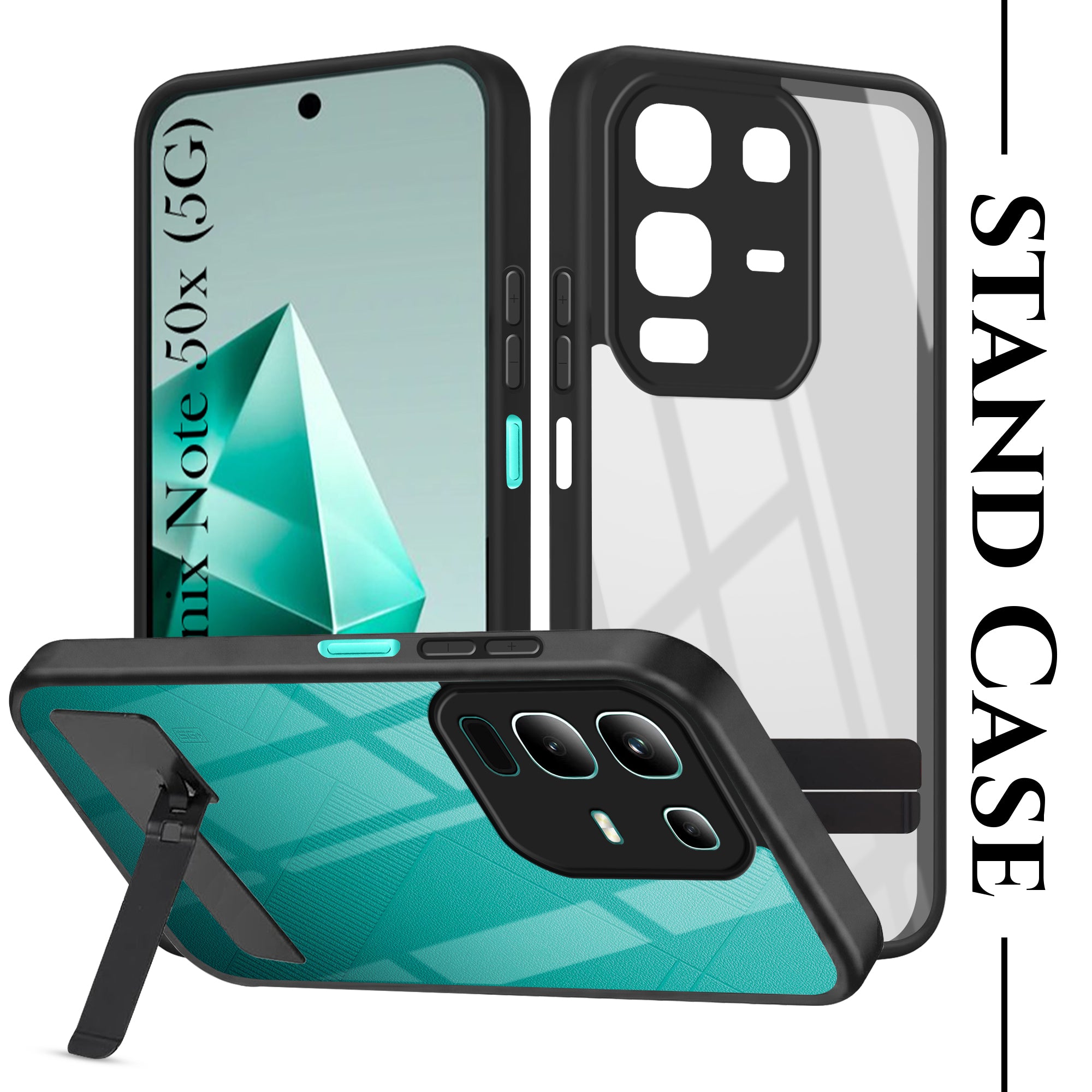 For Infinix Note 50x Back Cover Case (Built-in Stand | Lifetime Anti Yellow | Kickstand Shockproof | Camera Protection | MagSafe Compatible)