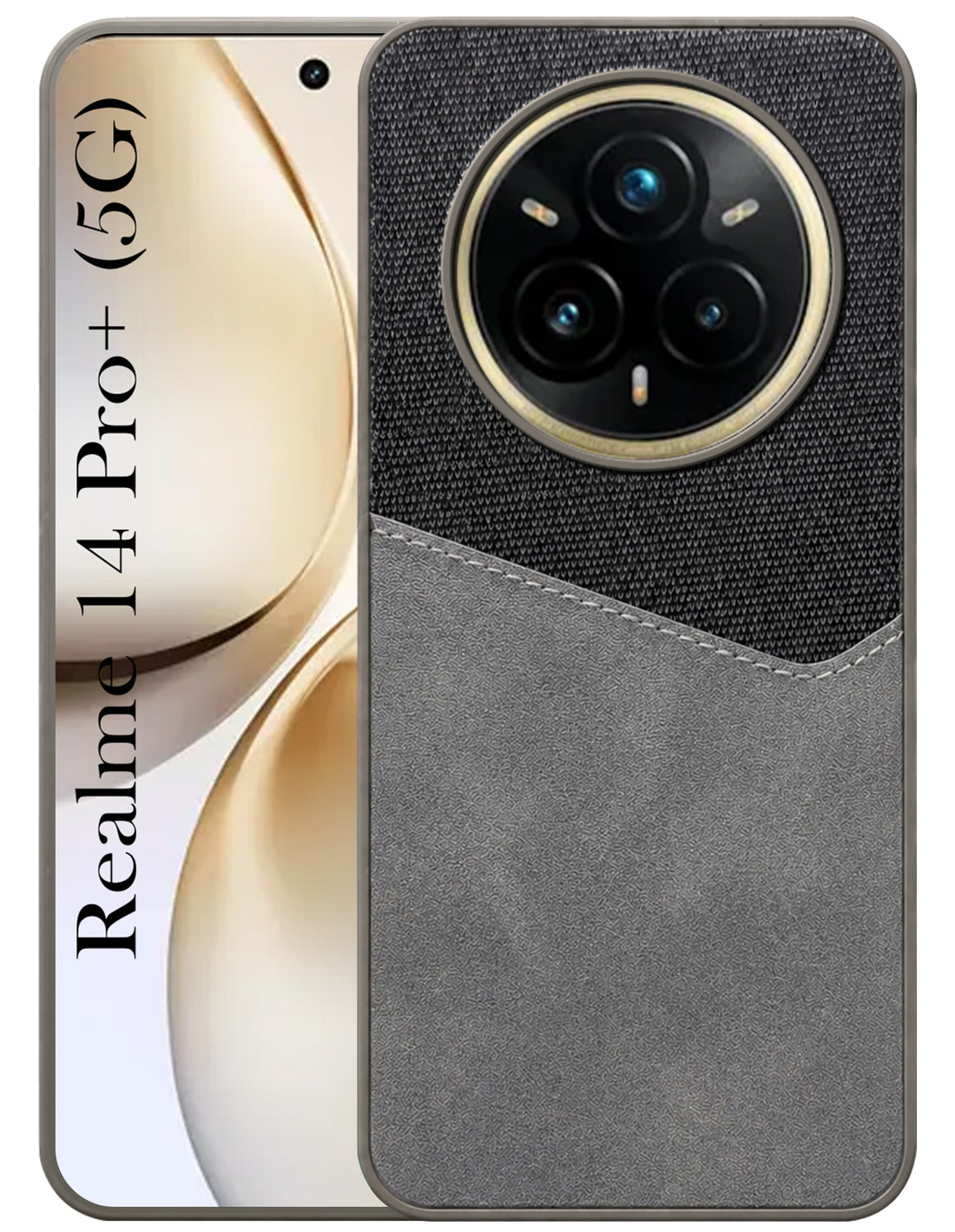 For Realme 14 Pro Plus Back Cover Case (Dual PU Leather Stitch | Professional Minimalist | Soft and Flexible)
