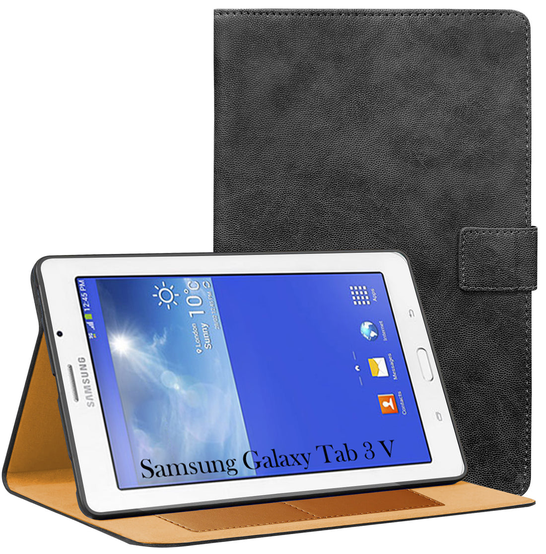 For Samsung Galaxy Tab 3V T116 7 Inch SM-T116/T116BU/T116NQ/SM-T116NU/T116NY Flip Cover Folio Cover (PU Leather | Multi-Angle Smart Stand | Card Storage Slots | Silicone Back Pouch)