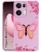 For Oppo Reno13 Pro 5G | Oppo Reno 13 Pro 5G Back Cover Case (Soft Butterfly Embroidery | Women Teen Girls | Camera Protection| Matte Silicone)