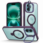 For Apple iPhone 16 Back Cover Case Crystal (Lifetime Anti Yellow | Magnetic Ring Stand | Camera Lens Protection | MagSafe Compatible)