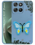 For Motorola Moto G67 Power | G57 Power Back Cover Case (Soft Butterfly Embroidery | Women Teen Girls | Camera Protection| Matte Silicone)