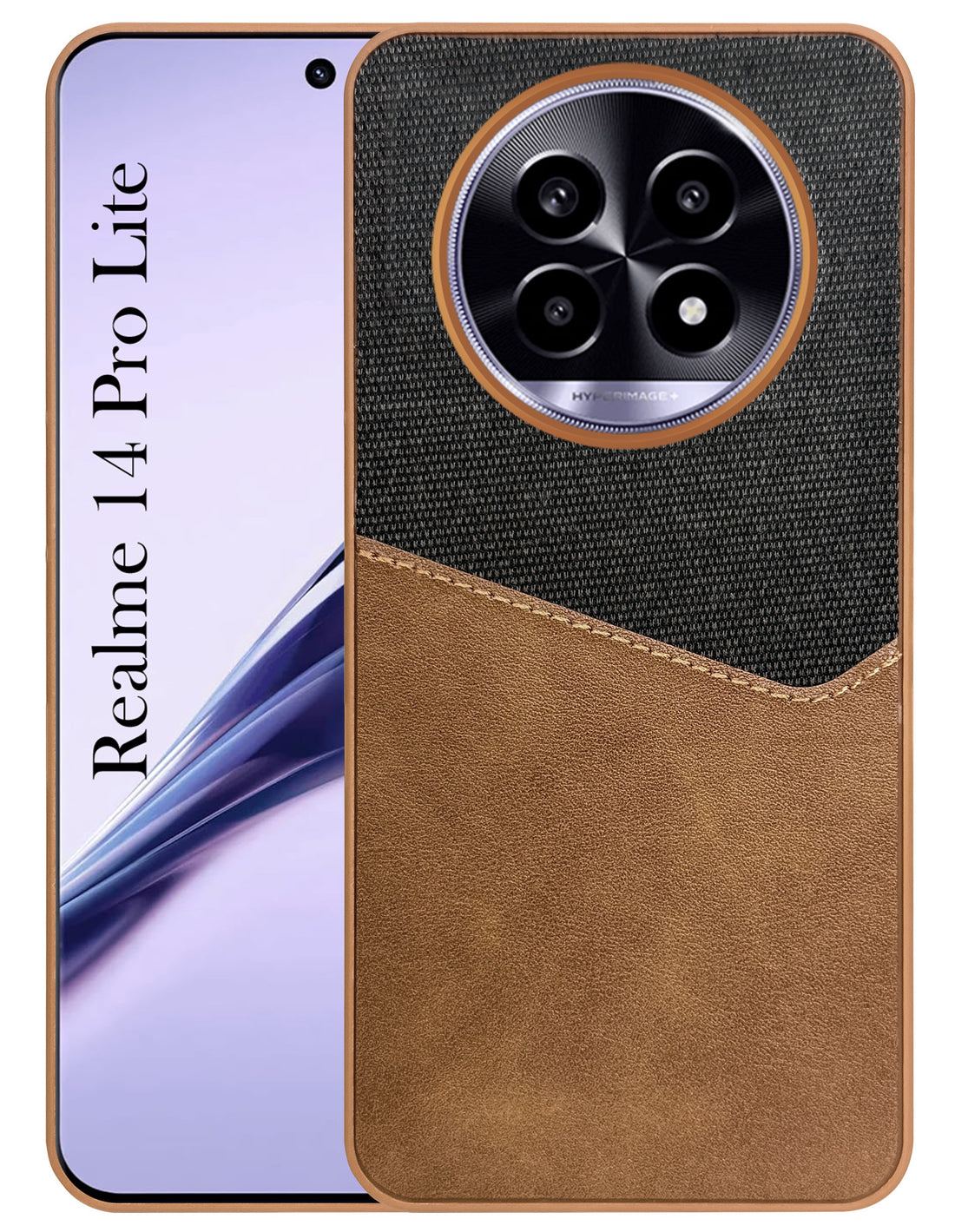 For Realme 14 Pro Lite Back Cover Case (Dual PU Leather Stitch | Professional Minimalist | Soft and Flexible)