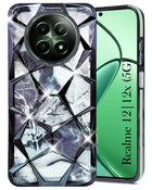 For Realme 12 | Realme 12X Back Cover Case( Dual Design Glitter Sparkle and Detachable Diamond Print Case | Soft and Flexible)