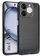 For Itel A80 Back Cover Case ( Hybrid Armor Case | Carbon Fiber Shockproof | Soft and Flexible | Black )