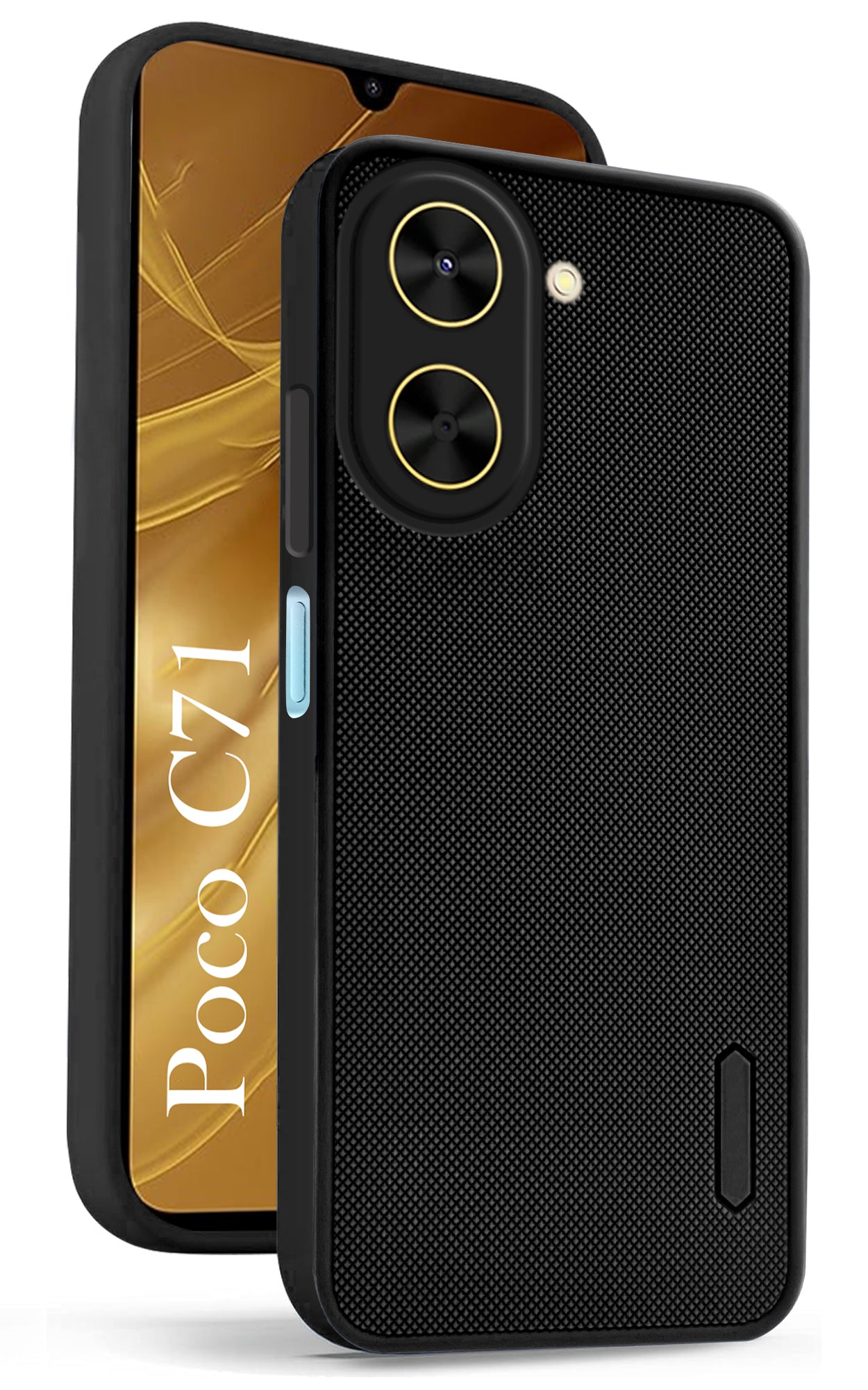 For Poco C71 Back Cover Case (Textured Grip Design | Micro-Fiber Cloth Inside | Slim and Light Weight | Soft Touch and Feel | Black)