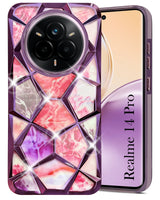 For Realme 14 Pro Back Cover Case (Dual Design Glitter Sparkle and Detachable Diamond Print Case | Soft and Flexible)