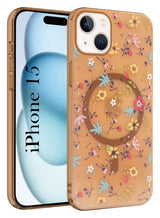For Apple iPhone 15 Back Cover Case (Cute Floral Design | Flower Print for Girls | MagSafe Compatible Wireless Charging)