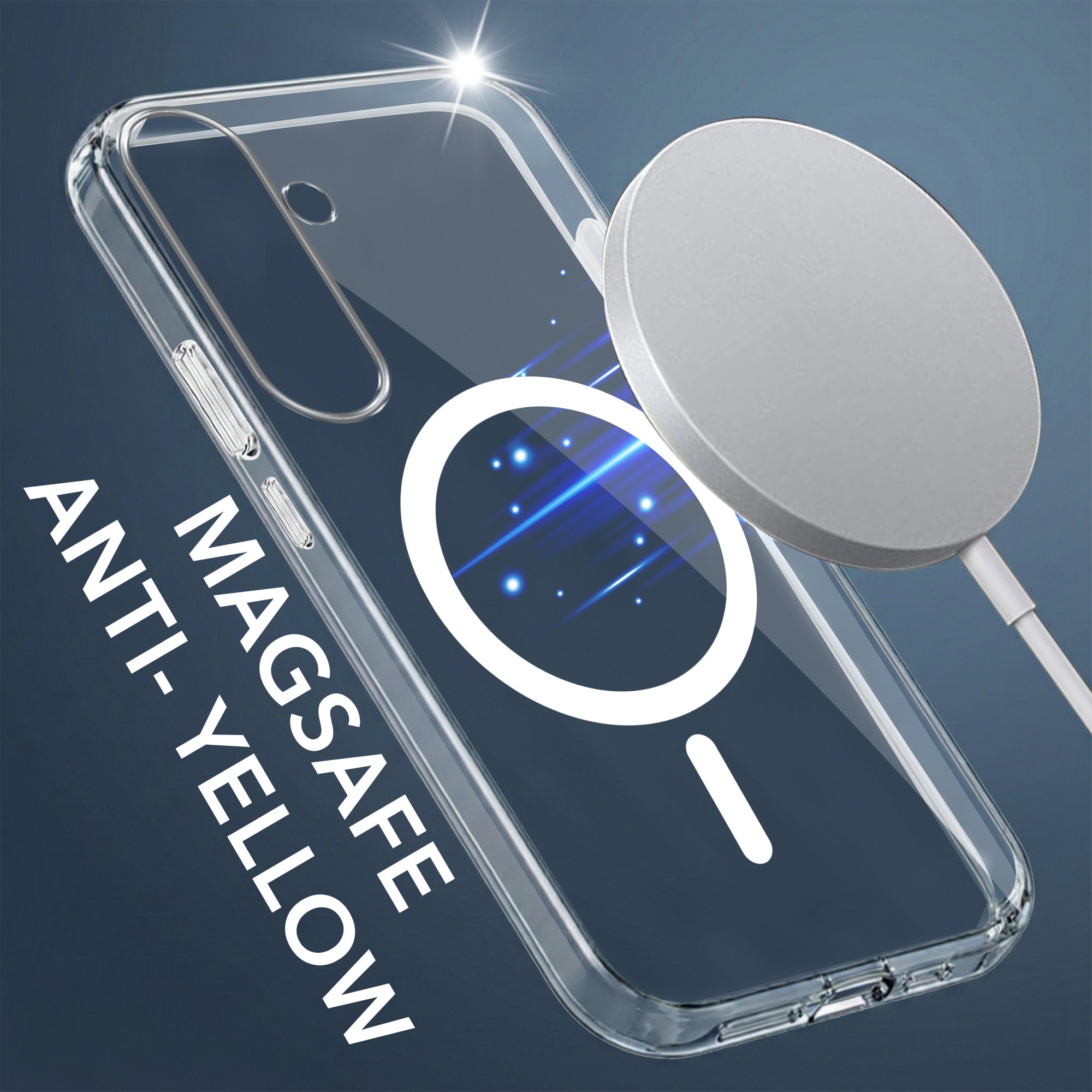 For Samsung Galaxy S24 FE Back Cover Case Lifetime Anti-Yellow MagSafe Compatible Clear (Sleek Hard Crystal | Shockproof and Camera Protection)