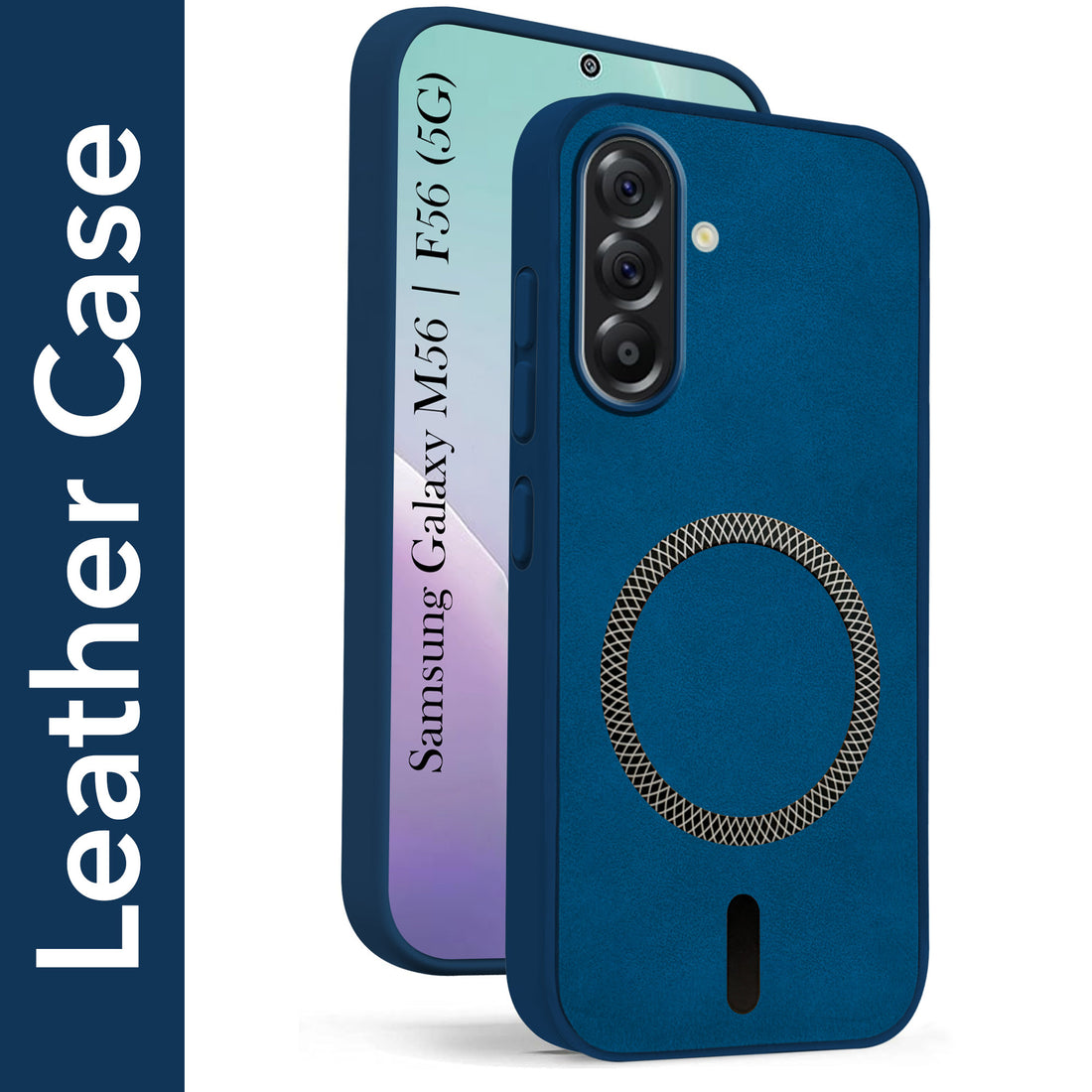 For Samsung Galaxy M56 | Samsung Galaxy F56 Back Cover Case Leather Finish (MagSafe Compatible Wireless Charging | Soft Touch | Camera Bump Protection)