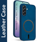For Samsung Galaxy M56 | Samsung Galaxy F56 Back Cover Case Leather Finish (MagSafe Compatible Wireless Charging | Soft Touch | Camera Bump Protection)