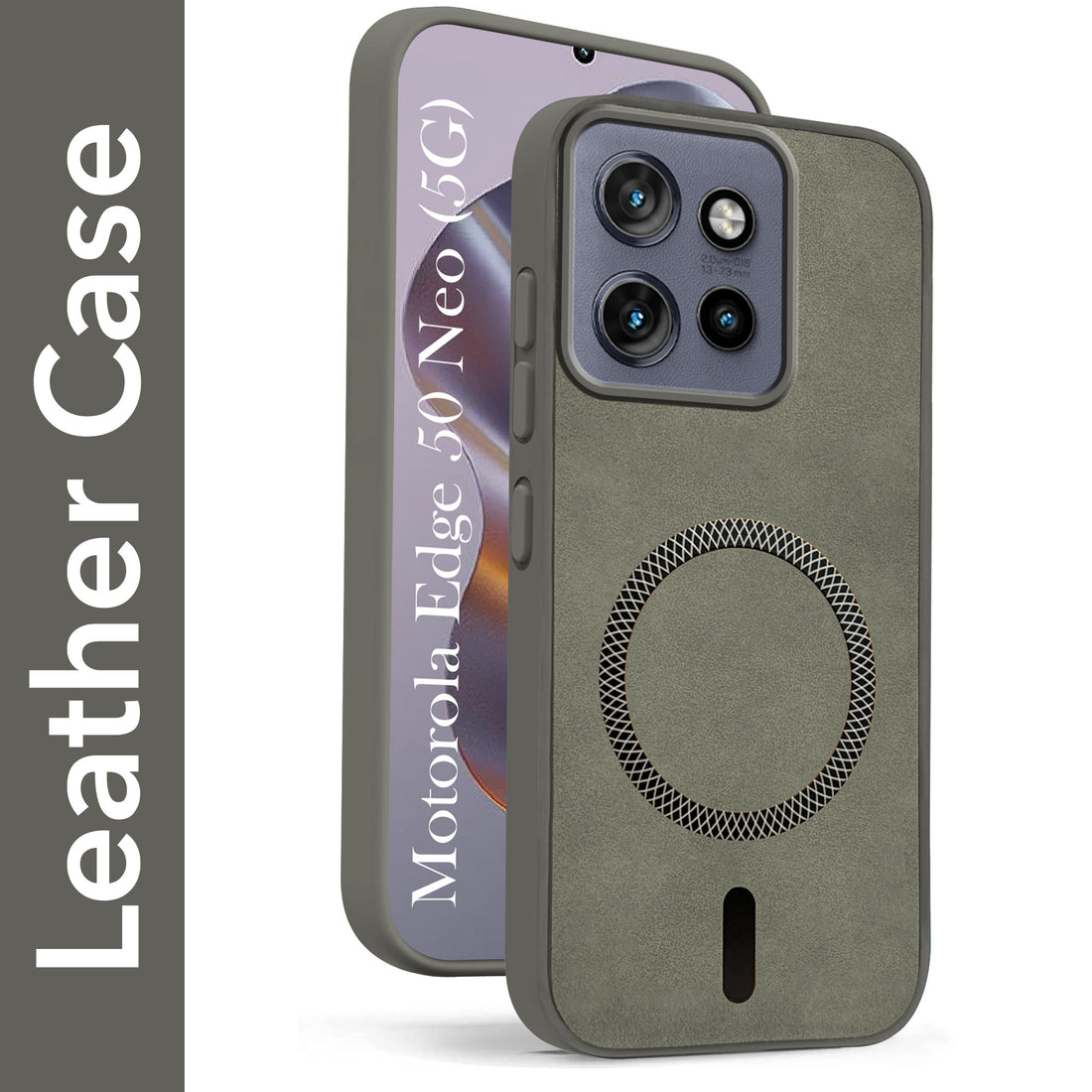 For Motorola Moto Edge 50 Neo Back Cover Case Leather Finish(MagSafe Compatible Wireless Charging | Soft Touch | Camera Bump Protection)