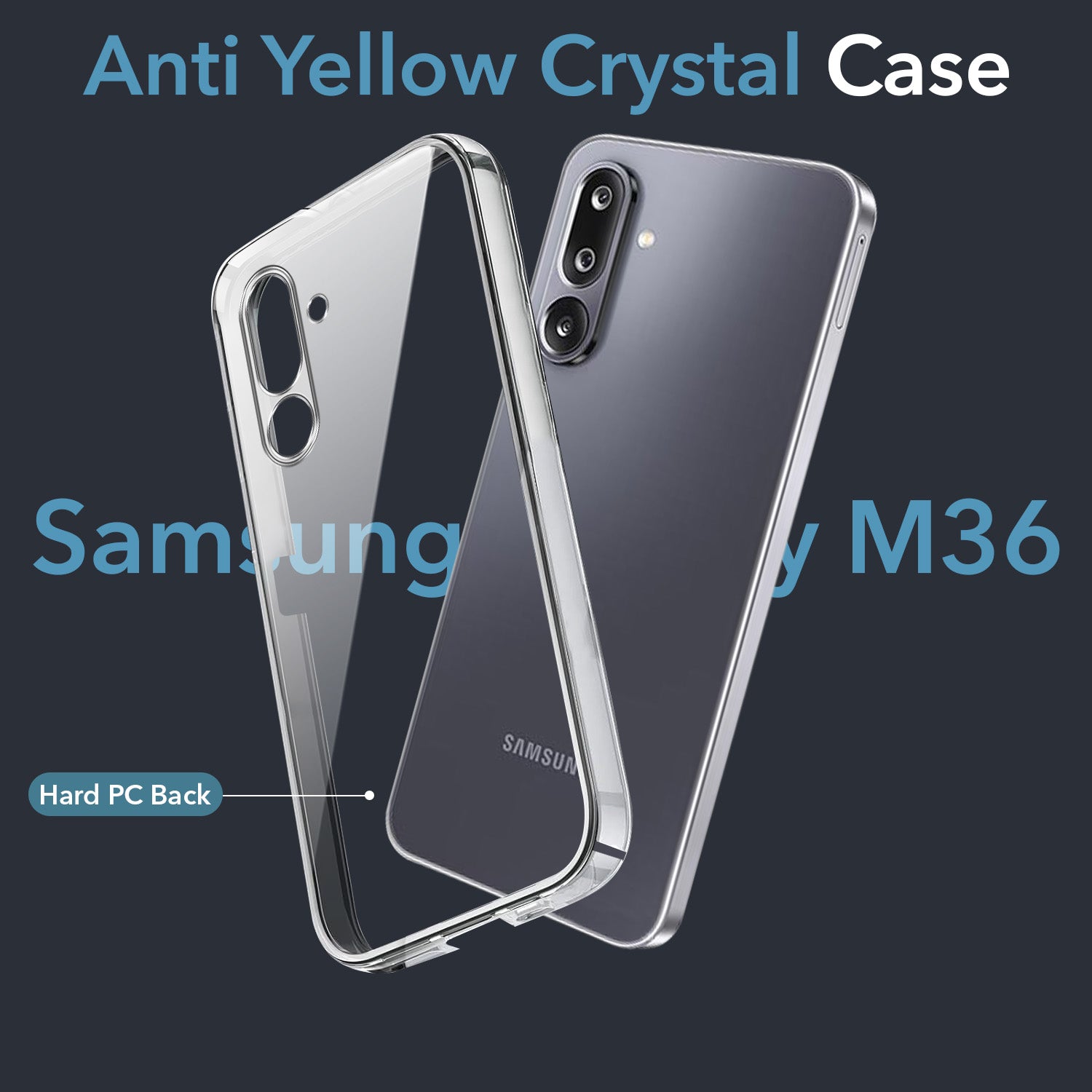 For Samsung Galaxy M36 | Samsung Galaxy F36  Back Cover Case (Sleek Hard Crystal | Shockproof and Camera Protection)