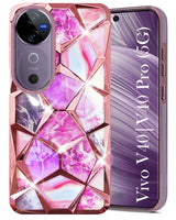 For Vivo V40 | Vivo V40 Pro 5G Back Cover Case ( Dual Design Glitter Sparkle and Detachable Diamond Print Case | Soft and Flexible)
