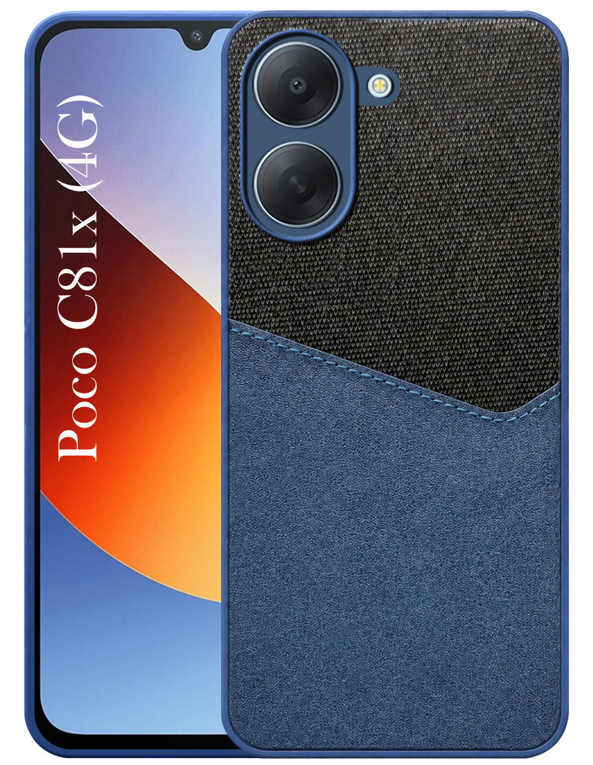 For Poco C81x Back Cover Case (Dual PU Leather Stitch | Professional Minimalist | Soft and Flexible)