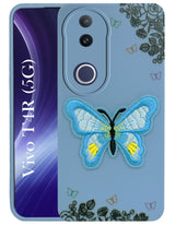 For Vivo T4R Back Cover Case (Soft Butterfly Embroidery | Women Teen Girls | Camera Protection| Matte Silicone)