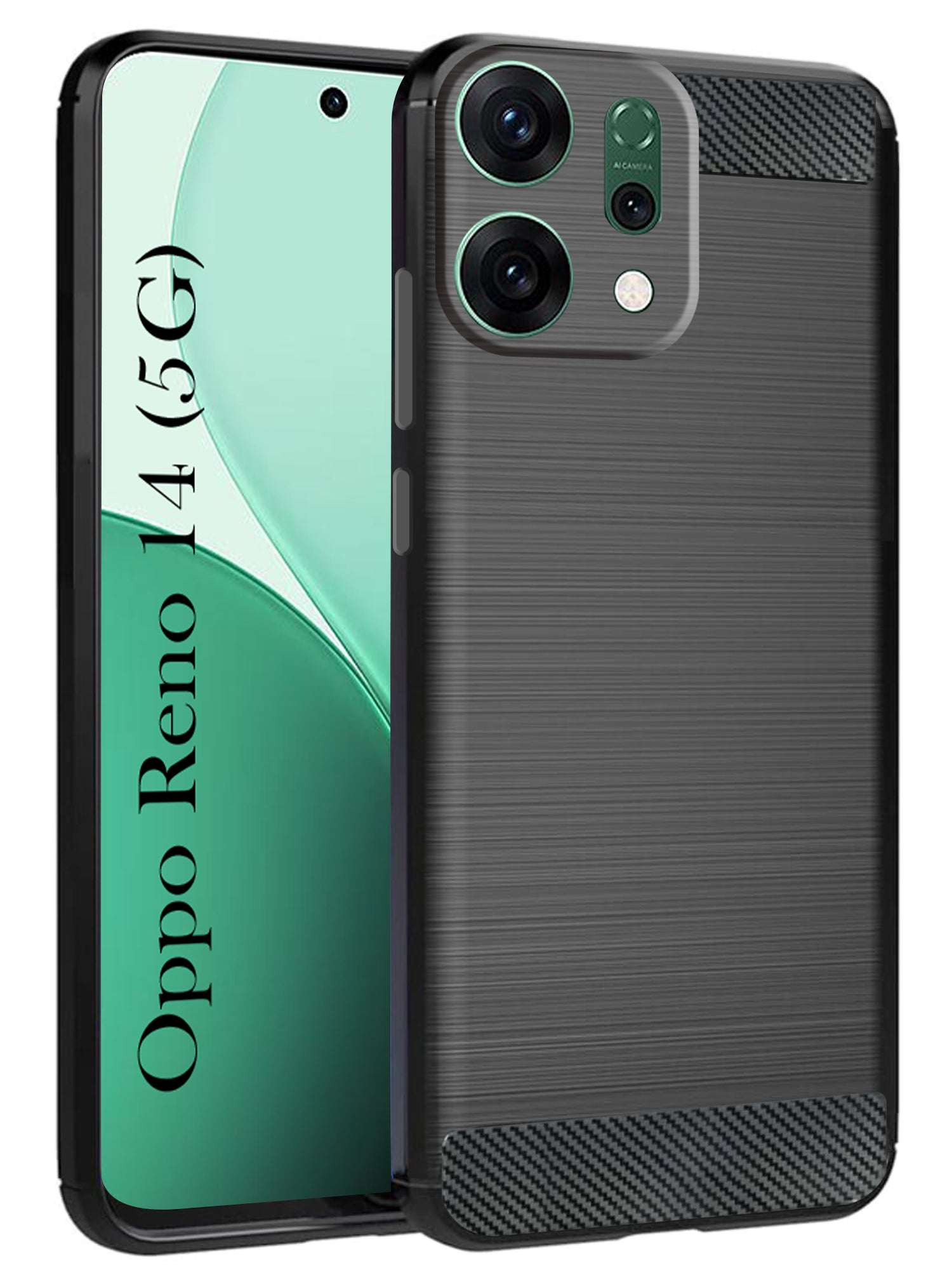 For Oppo Reno14 5G | Oppo Reno 14 5G Back Cover Case ( Hybrid Armor Case | Carbon Fiber Shockproof | Soft and Flexible | Black )
