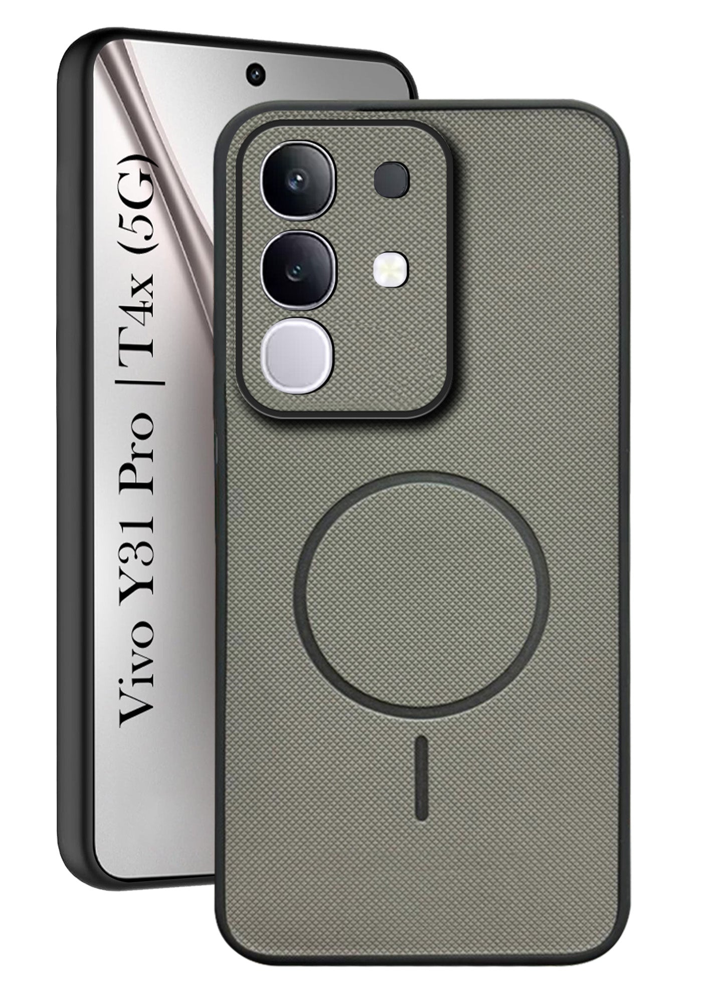 For Vivo T4x | Vivo Y31 Pro Back Cover Case PU Leather (Texture Grip Design | Professional Minimalist | Camera Protection | Soft and Flexible)