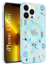 For Apple iPhone 13 Pro Back Cover Case  (Cute Floral Design | Flower Print for Girls | MagSafe Compatible Wireless Charging)